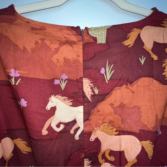 Princess Highway Country Roam Take Me Home Horse Midi Dress Brown AU 8 US 4 West - Picture 6 of 16